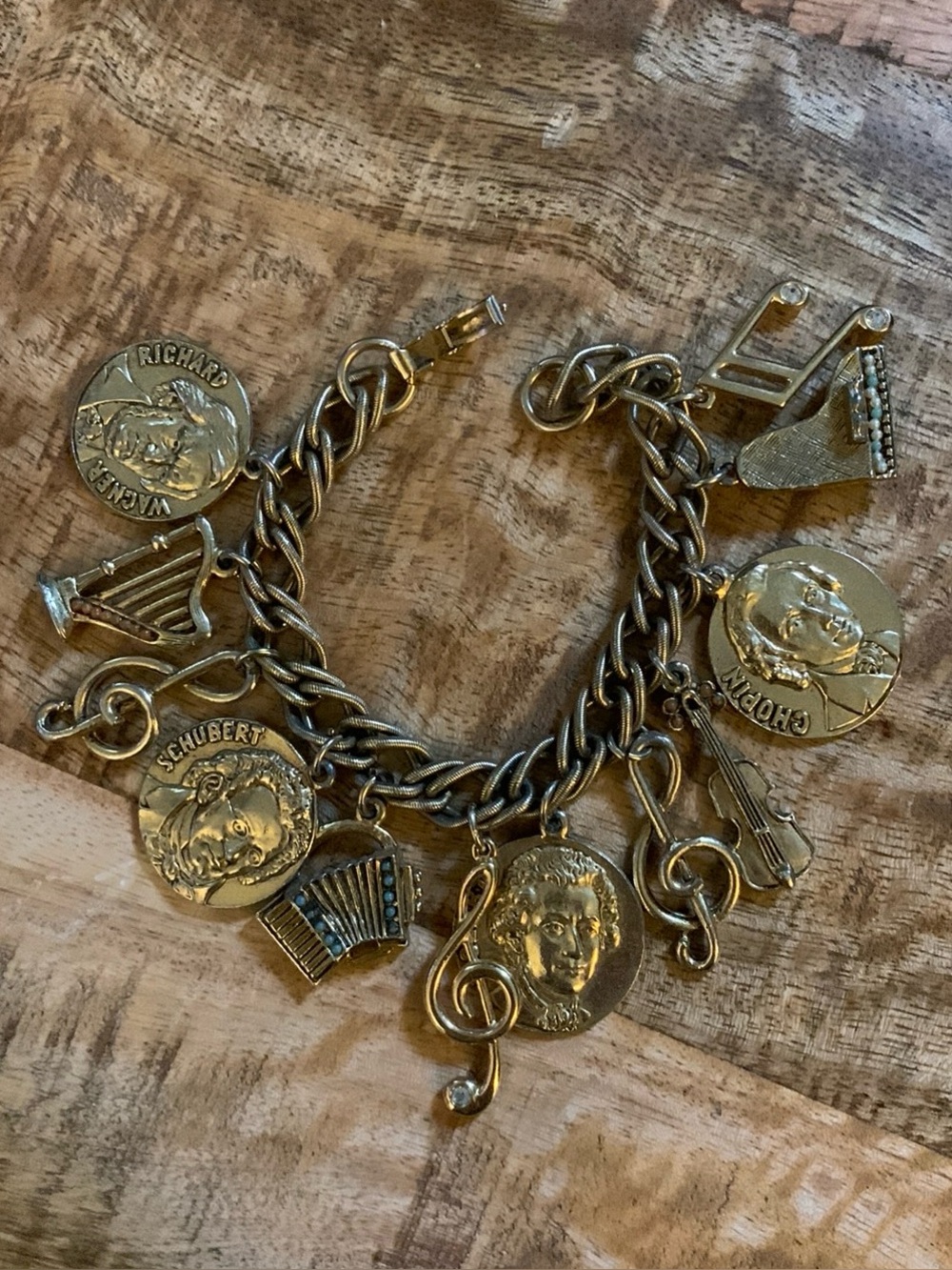 Vintage Classical Composer Musical Charm Bracelet